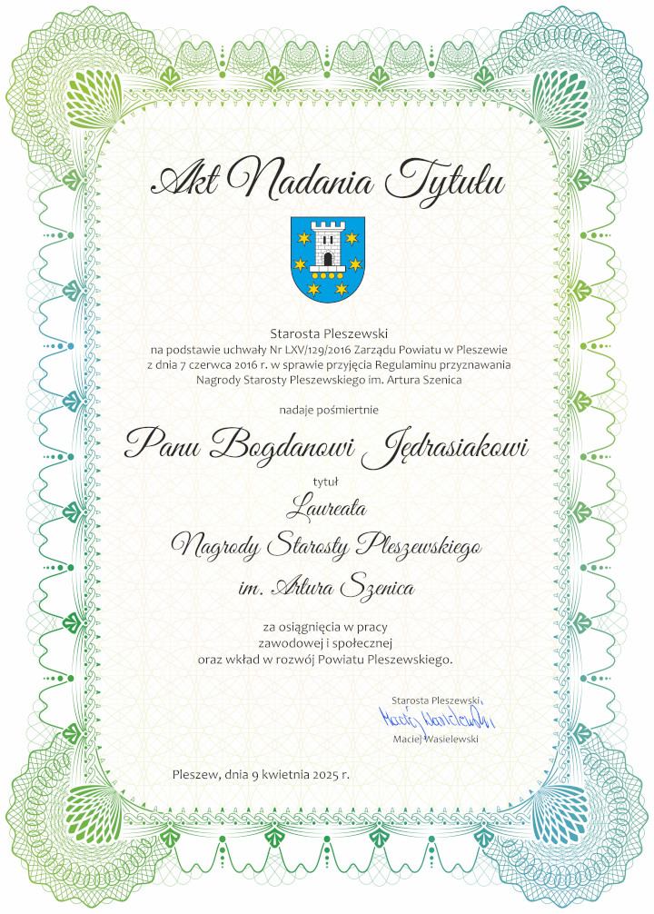 akt nadania bogdan jedrasiak m