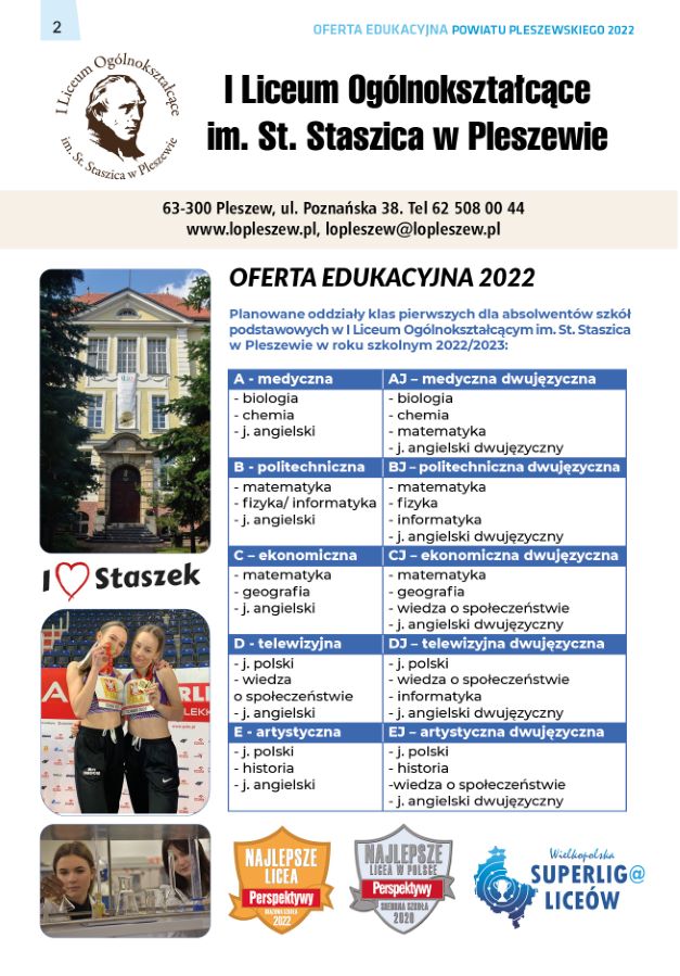 Oferta edukacyjna Powiatu Pleszewskiego na rok szkolny 2022-2023